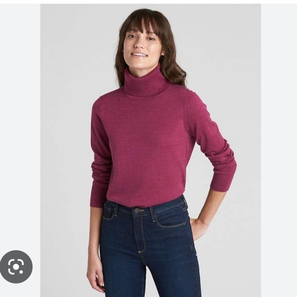 GAP 100% Merino Wool Turtleneck Sweater in Berrie - Picture 5 of 7